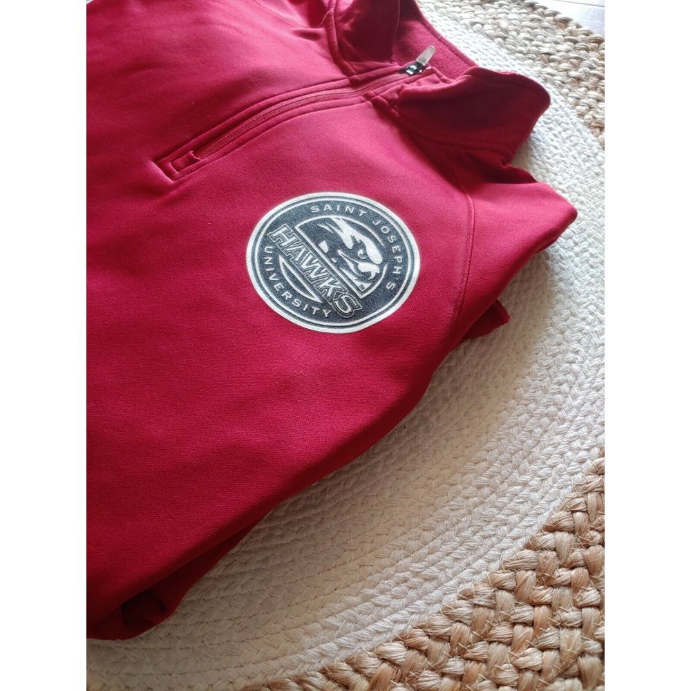 Champion Saint Josephs University Hawks Quarter‎ Zip Pullover Red Mens Small - Picture 10 of 10